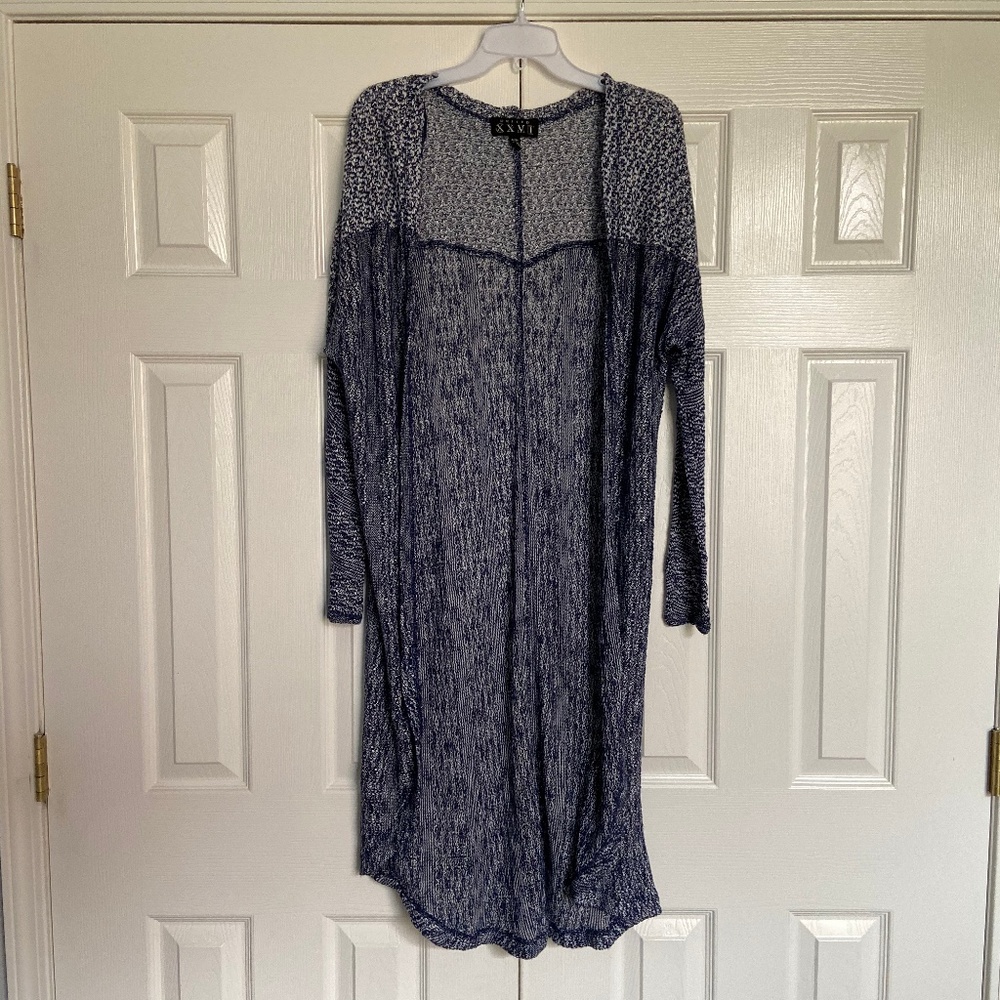 Blue Knit Long Cardigan
